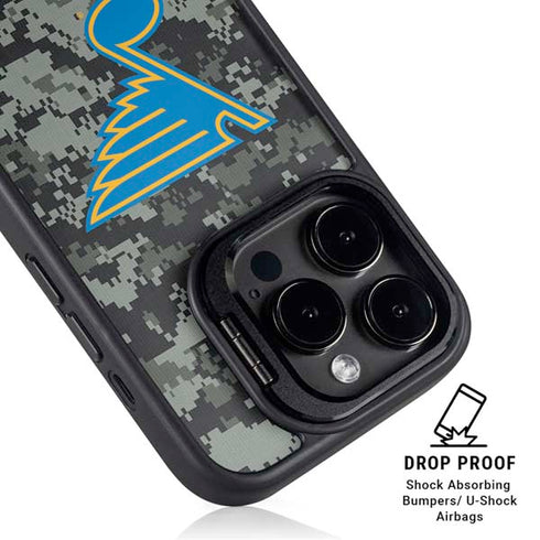 NHL St. Louis Blues Camo iPhone 15 Pro Kickstand Case